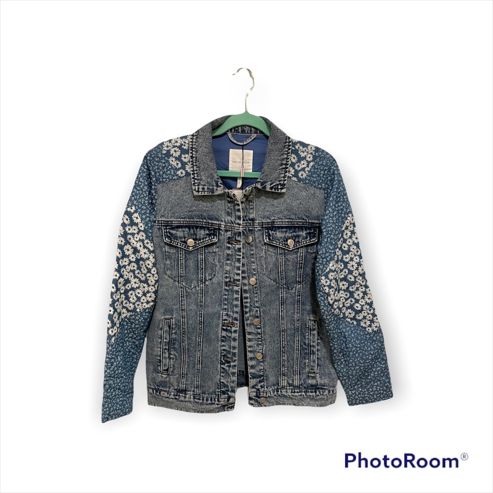 Anthro Avec Les Filles Quilted Patchwork Denim Jacket M